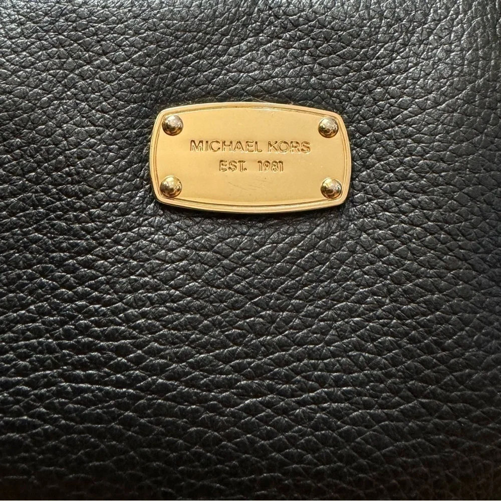 Michael Kors Black Soft Pebbled Leather Handle Purse Satchel